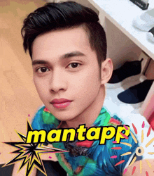 a picture of a young man with the word mantasp on the bottom right