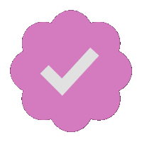a pink circle with a white check mark inside