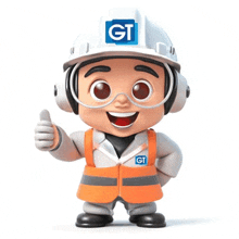 a cartoon character is wearing a hard hat and giving a thumbs up sign