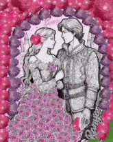 a black and white drawing of a princess and a prince with the word love written on the bottom