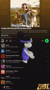 a playlist of arabic afro house mix by rex stax is displayed