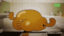 a cartoon character from the amazing world of gumball flexes his muscles in a bathroom