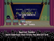 a video game that says round complete you got a rank