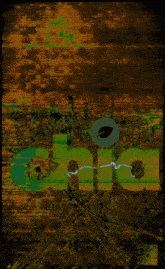 a painting of a landscape with the letters b and a leaf in the middle
