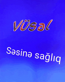 a blue background with the word vusual in red