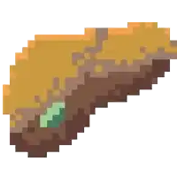 a pixel art drawing of a piece of wood with a green stone in it .