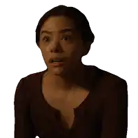 a woman is smiling and says oh shit