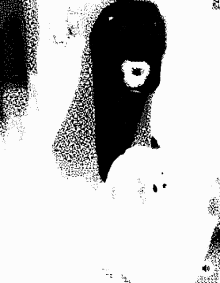 a black and white drawing of a person 's face