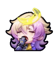 a cartoon character with a banana in her hair .
