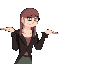 a cartoon drawing of a woman wearing glasses