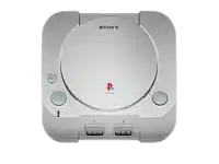 a sony playstation is sitting on a white background .