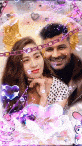 a man and a woman are posing for a picture with a chain around their necks