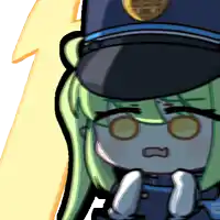 a cartoon of a girl wearing a police hat and gloves