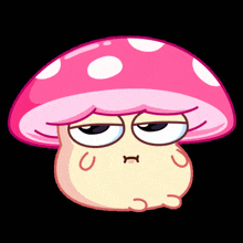 a cartoon drawing of a mushroom with a sad face