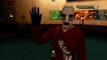 a screenshot of a video game shows a person with a bandaged face