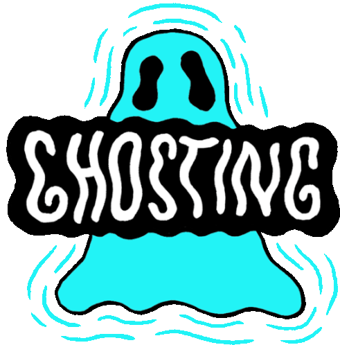 Trembling Ghost With Caption Ghosting Sticker - Peachieand Eggie Google Ghosting Stickers