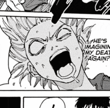 a black and white drawing of a man screaming with his mouth open in a comic book .