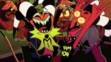 a cartoon character is wearing a jam on shirt