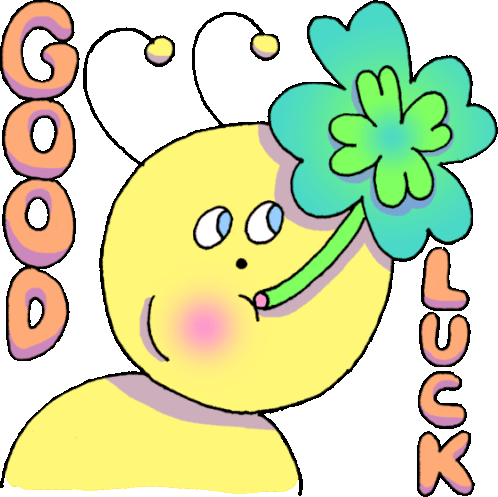 Caterpillar Eating A Four-leaf Clover Says "Good Luck" In English. Sticker - Wiggly Squiggly Cuties Worm Good Luck Stickers