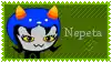 a postage stamp with a cartoon character and the name nepeta on it .