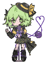 a pixel art drawing of a girl with green hair holding a microphone
