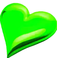 a bright green heart on a white background with a shadow