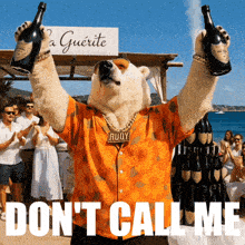 a polar bear wearing a shirt with rudy written on it