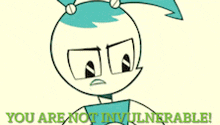 a cartoon of jenny from teenage mutant ninja turtles says you are not vulnerable