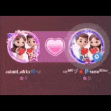 a boy and a girl are holding hearts in a game