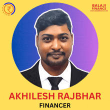 a man in a suit and tie with the name akhilesh rajbhar on the bottom