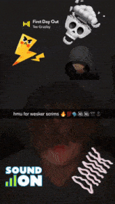 a screenshot of a person 's face with the song first day out on the screen