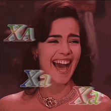 a woman is laughing with the words xa xa xa