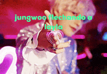a picture of a person with the words jungwoo flechando a layla
