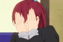 Blushing Anime Girl Hides GIF - Blushing Anime Girl Hides Hide Face GIFs