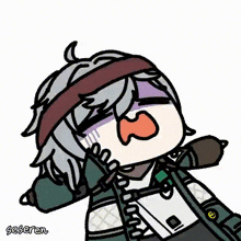 a cartoon of a person with a bandana on their head