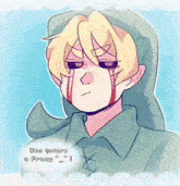 a drawing of a person with blood coming out of their eyes and the words bon quiero a frany on the bottom