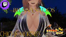 a poster with a woman and the words bienvenidos chichis mortales on it
