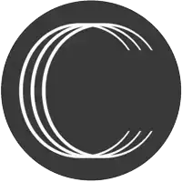 a black circle with a white letter c in it