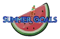 a watermelon slice with the words summer goals written below it