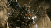 a close up of a robot with a crown on it