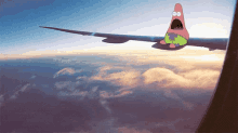 Patrick Star On Airplane Wing GIF - Flight Patrickstar Patrickmeme GIFs
