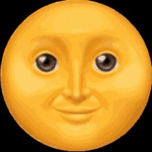 a yellow smiley face with brown eyes and a slight smile
