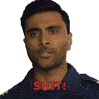 a man in a uniform says shit in red