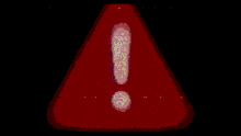 a pixel art of an exclamation mark in a red triangle