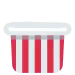 a red and white striped container with a lid and handle .