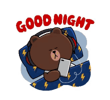 brown cute line good night bear