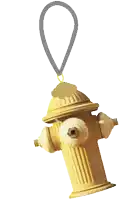 a fire hydrant with a medal hanging from it 's top