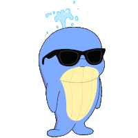 a cartoon whale is wearing sunglasses and smiling