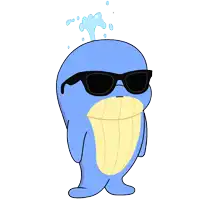 a cartoon whale is wearing sunglasses and smiling