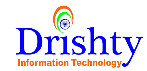 a logo for drishty information technology with a flag on it